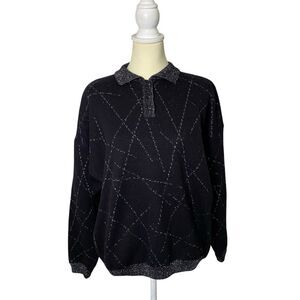 Vintage 80s Renee Tenner for Jeanne Pierre Lambs Wool Metallic Sweater Women' LG